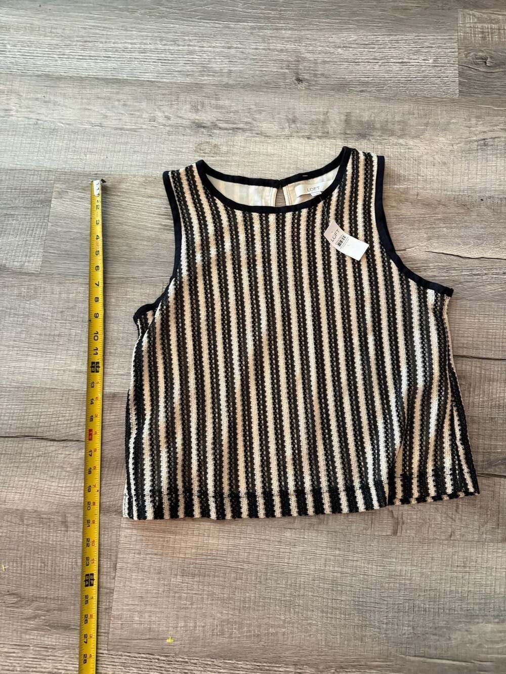 LOFT Striped Knit Tank Top Size L Black White